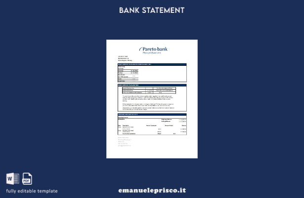 Modello Excel di estratto conto bancario Norvegia Pareto in stile verificato